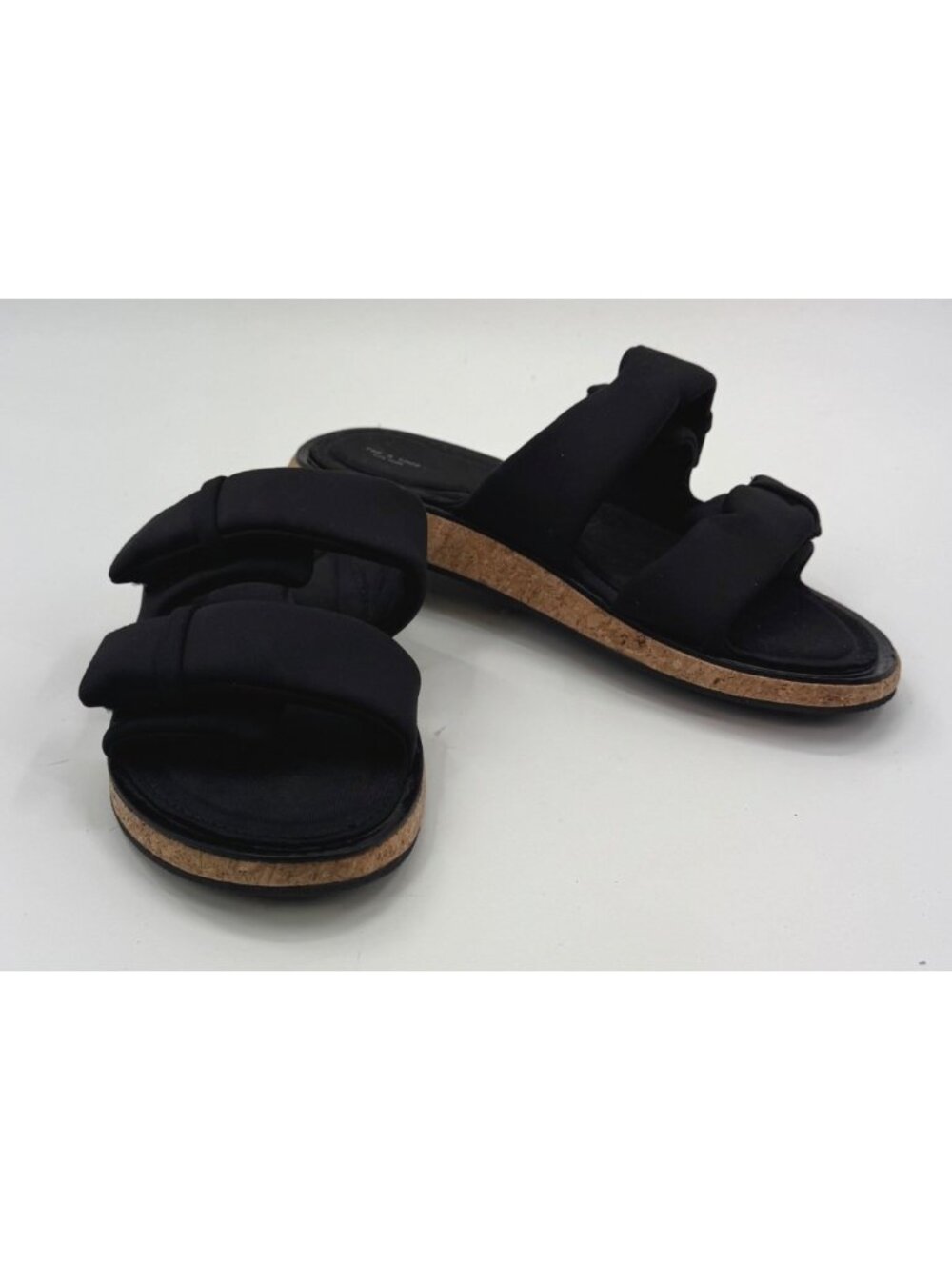 Rag & Bone Parque Black Padded Neoprene Slide Sandals Cork Sole Womens Size 10